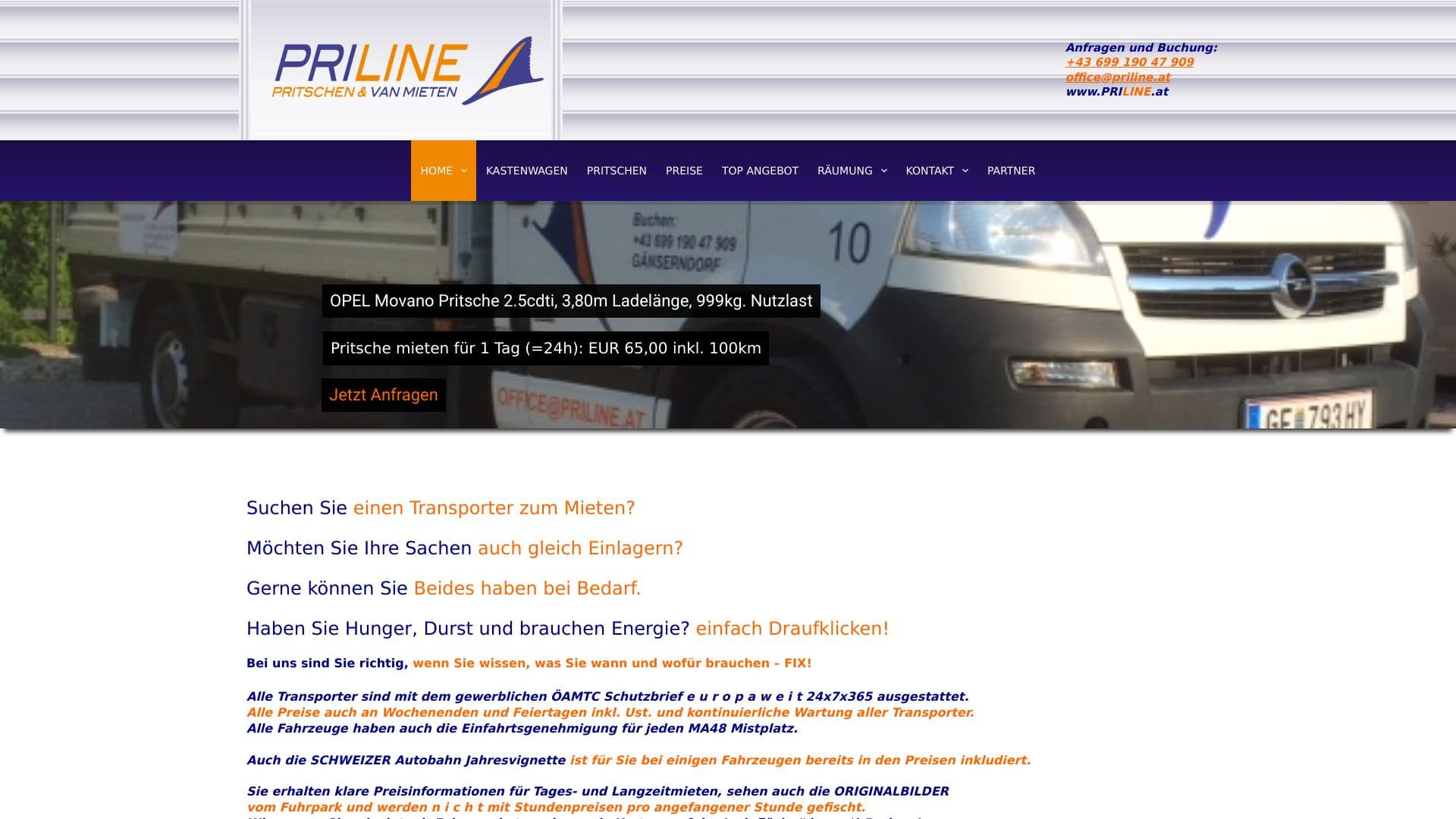 LKW- und Nutzfahrzeug-Verleih Gänserndorf PRILINE.at